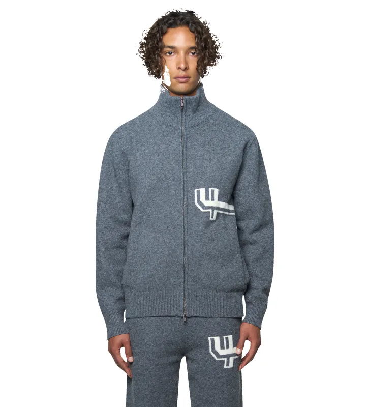 Knitted Zip Up Dark Grey/ White sold by FOUR Amsterdam
