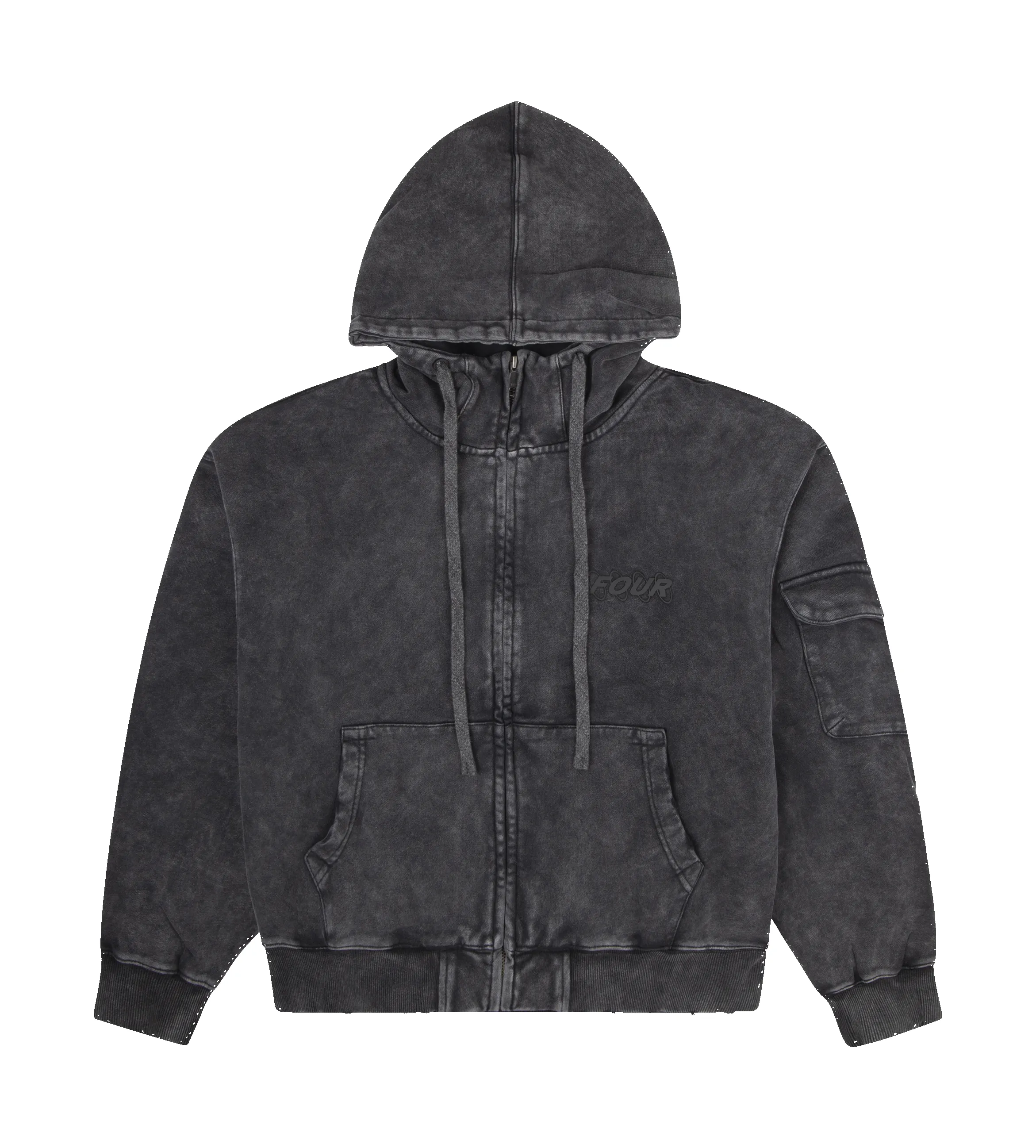 Circles Boxy Zip Up Hoodie Washed Black sold by FOUR Amsterdam product image thumbnail 4