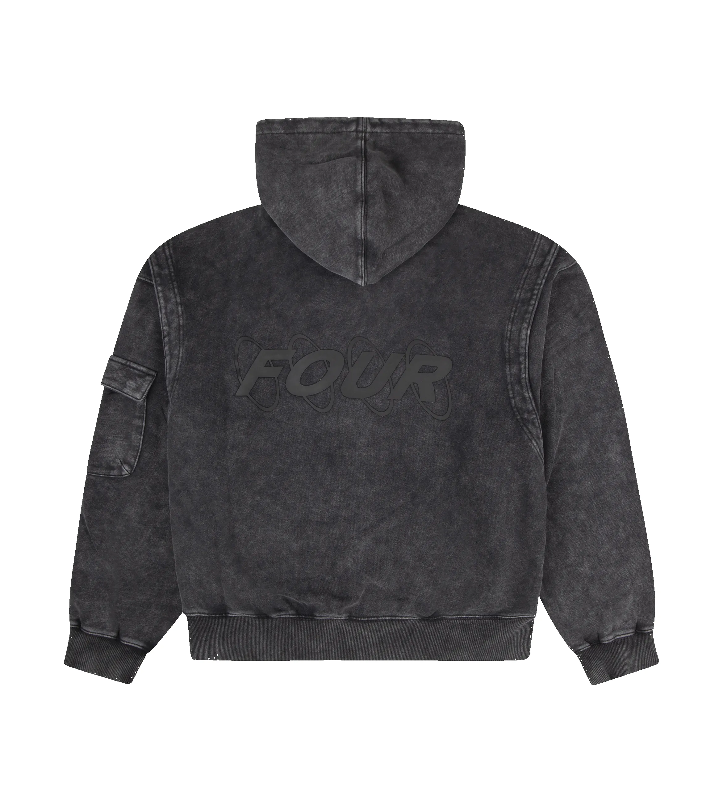 Circles Boxy Zip Up Hoodie Washed Black sold by FOUR Amsterdam product image thumbnail 5