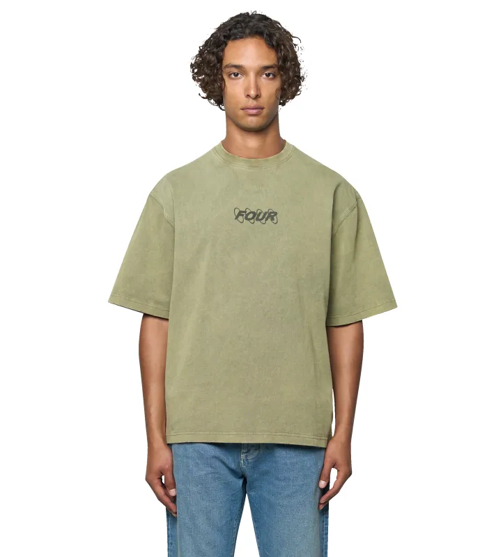 Circles Boxy T-Shirt Washed Moss Green sold by FOUR Amsterdam