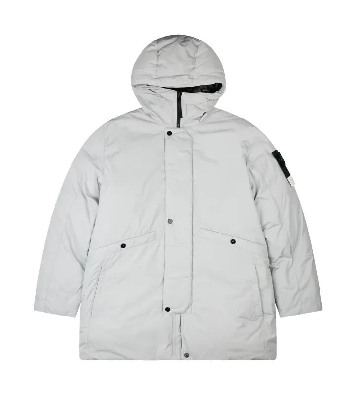 Stone Island Hooded down Parka in Pearl Grey sold by FOUR Amsterdam