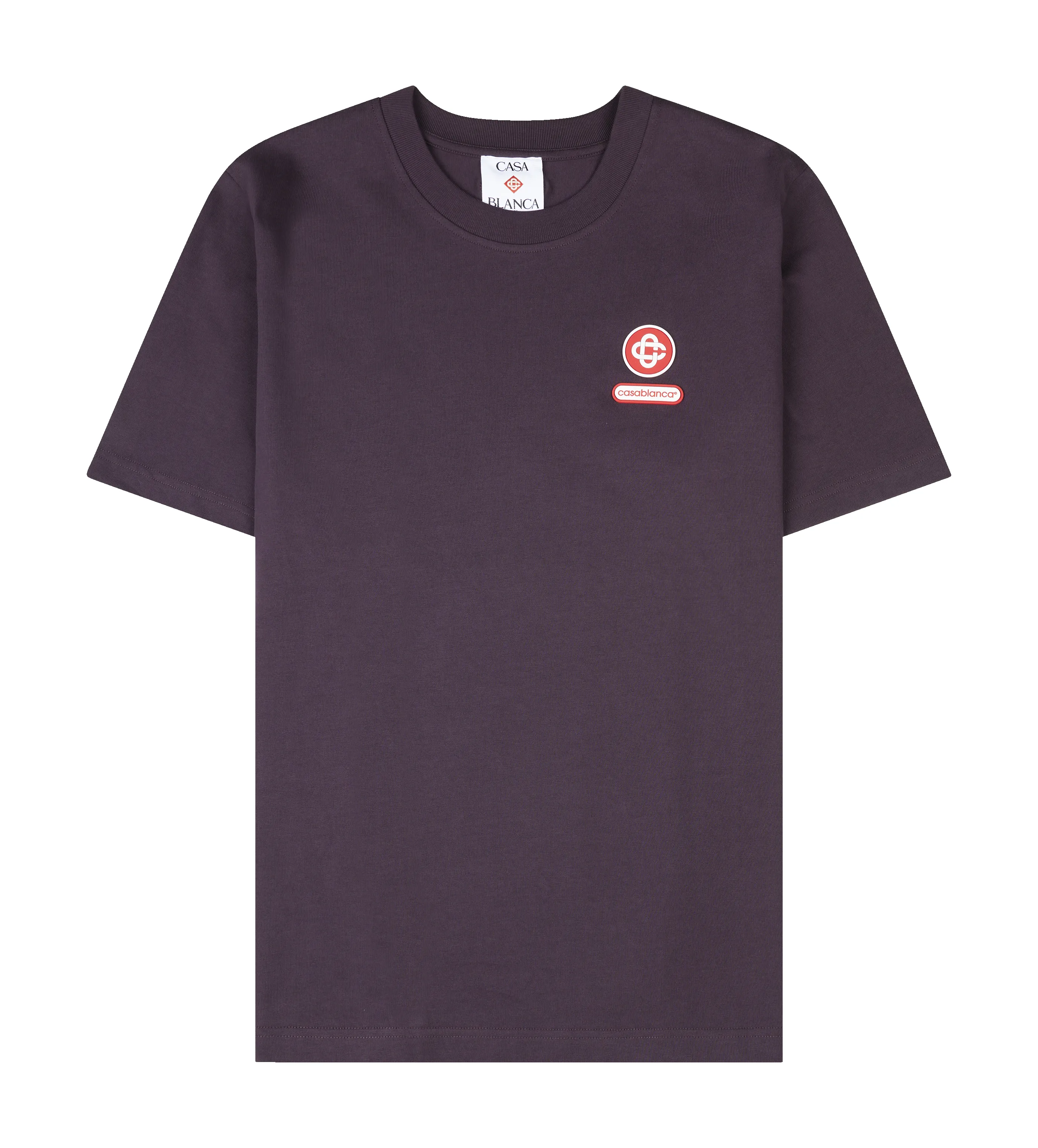Casablanca Printed Logo T-Shirt in Aubergine sold by FOUR Amsterdam