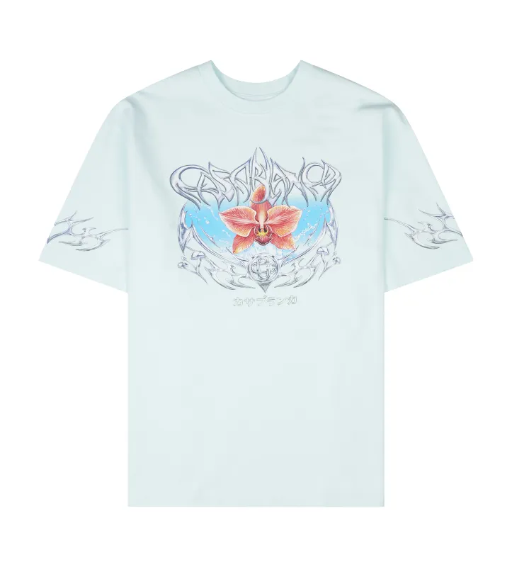 Casablanca Blades Printed Oversized T-Shirt in Pale Blue sold by FOUR Amsterdam