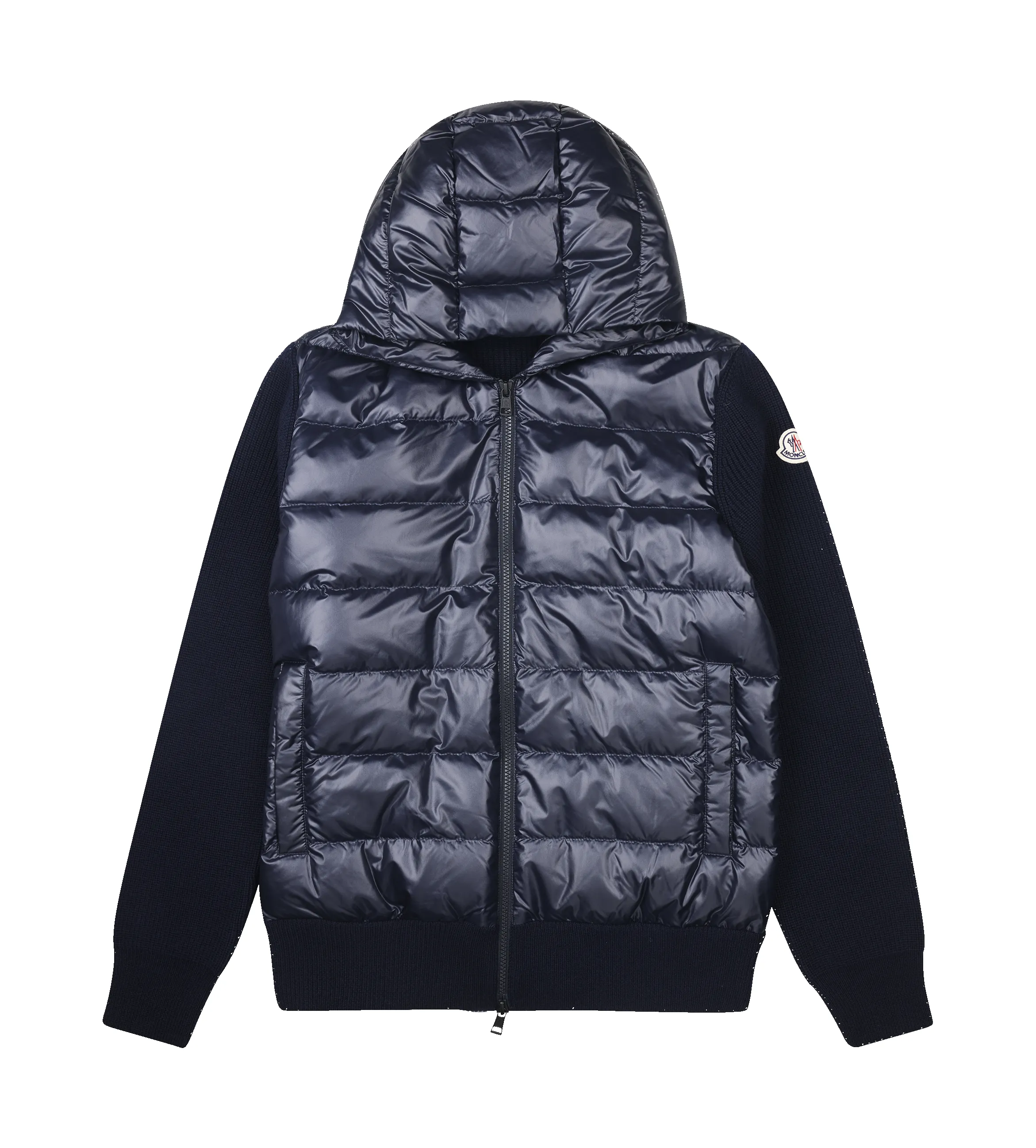 Moncler Padded Wool Zip-Up Hoodie in Navy blue sold by FOUR Amsterdam