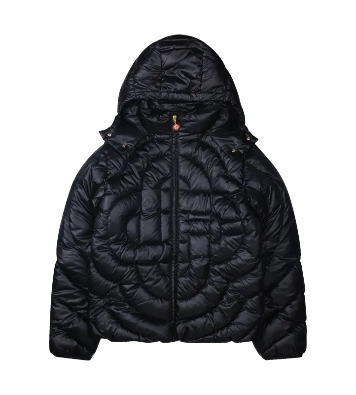 Casablanca Monogram Quilted Nylon Puffer Jacket in Black sold by FOUR Amsterdam