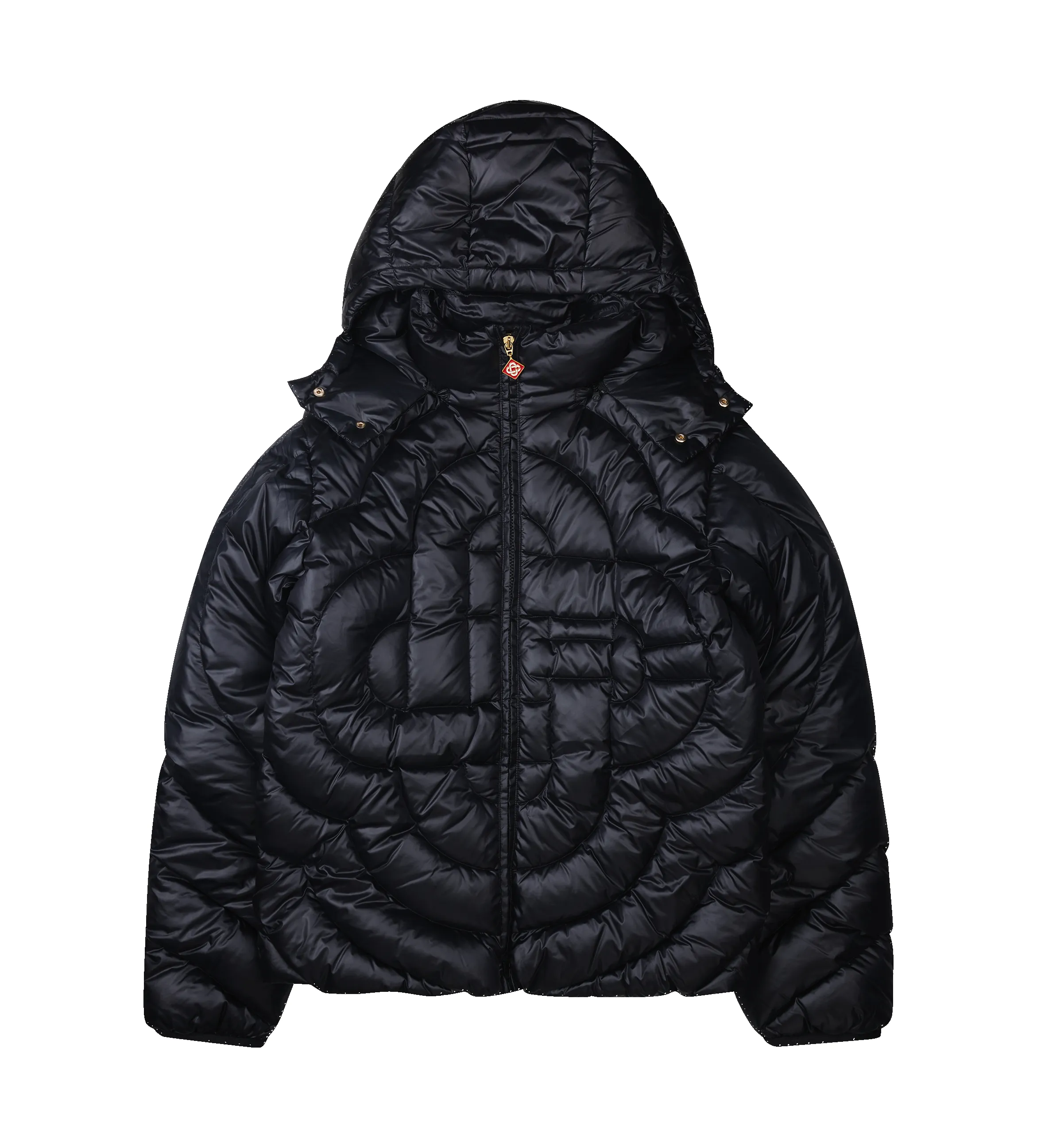 Casablanca Monogram Quilted Nylon Puffer Jacket in Black sold by FOUR Amsterdam