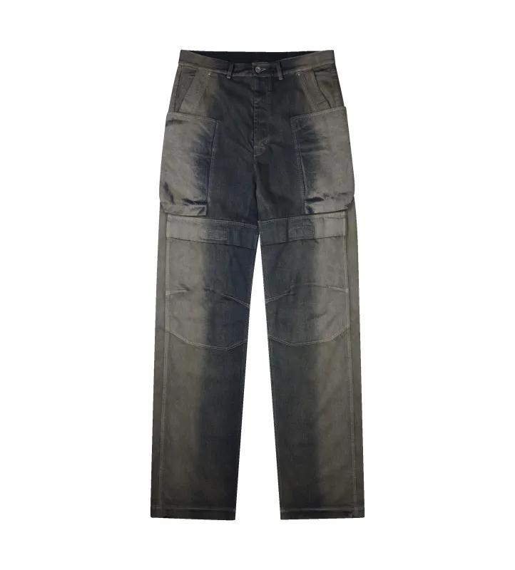 Rick Owens Wide-Leg Cargo Jeans in Faded Grey Denim sold by FOUR Amsterdam