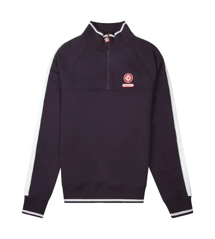 Casablanca Quarter Zip Laurel Sweatshirt in Aubergine sold by FOUR Amsterdam