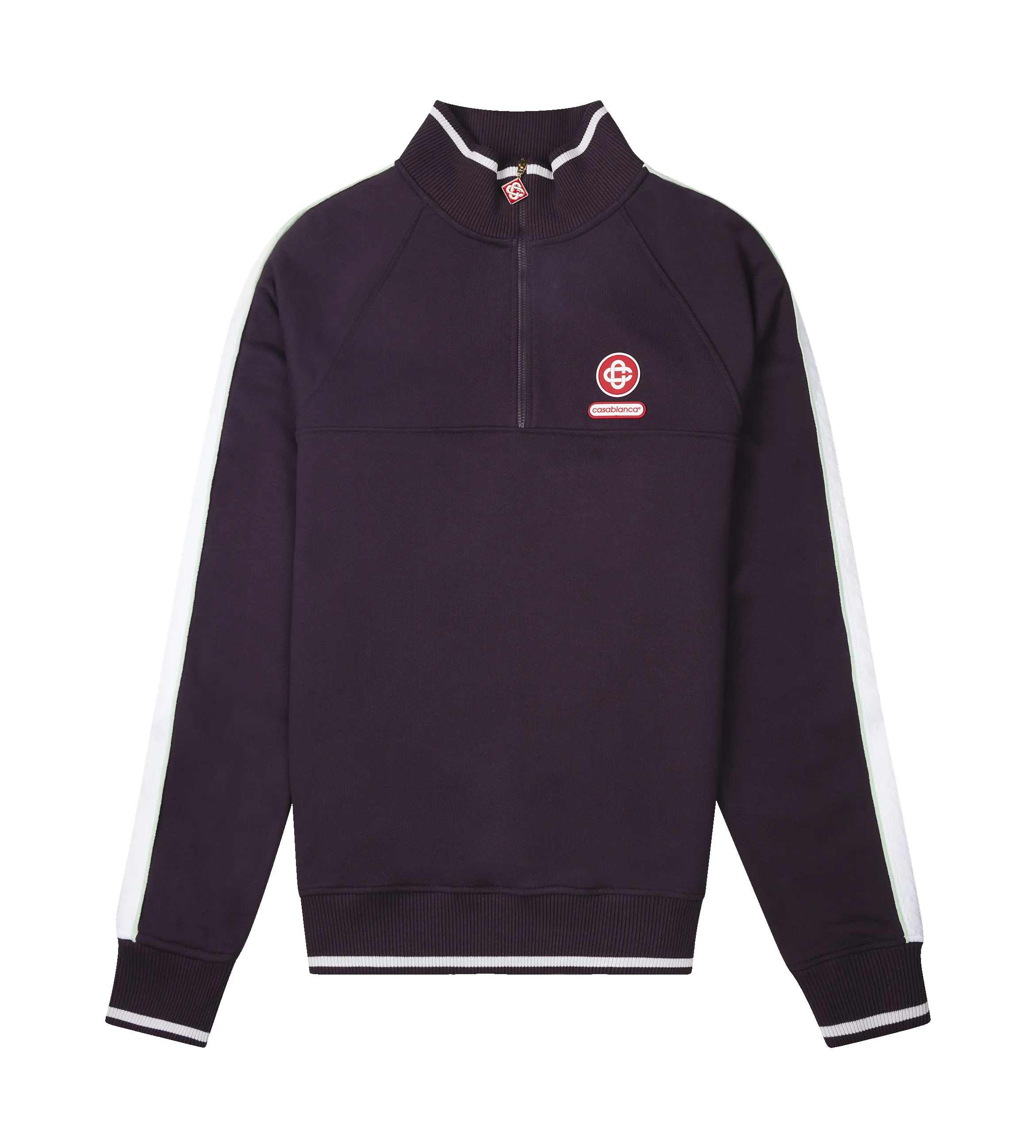 Casablanca Quarter Zip Laurel Sweatshirt in Aubergine sold by FOUR Amsterdam