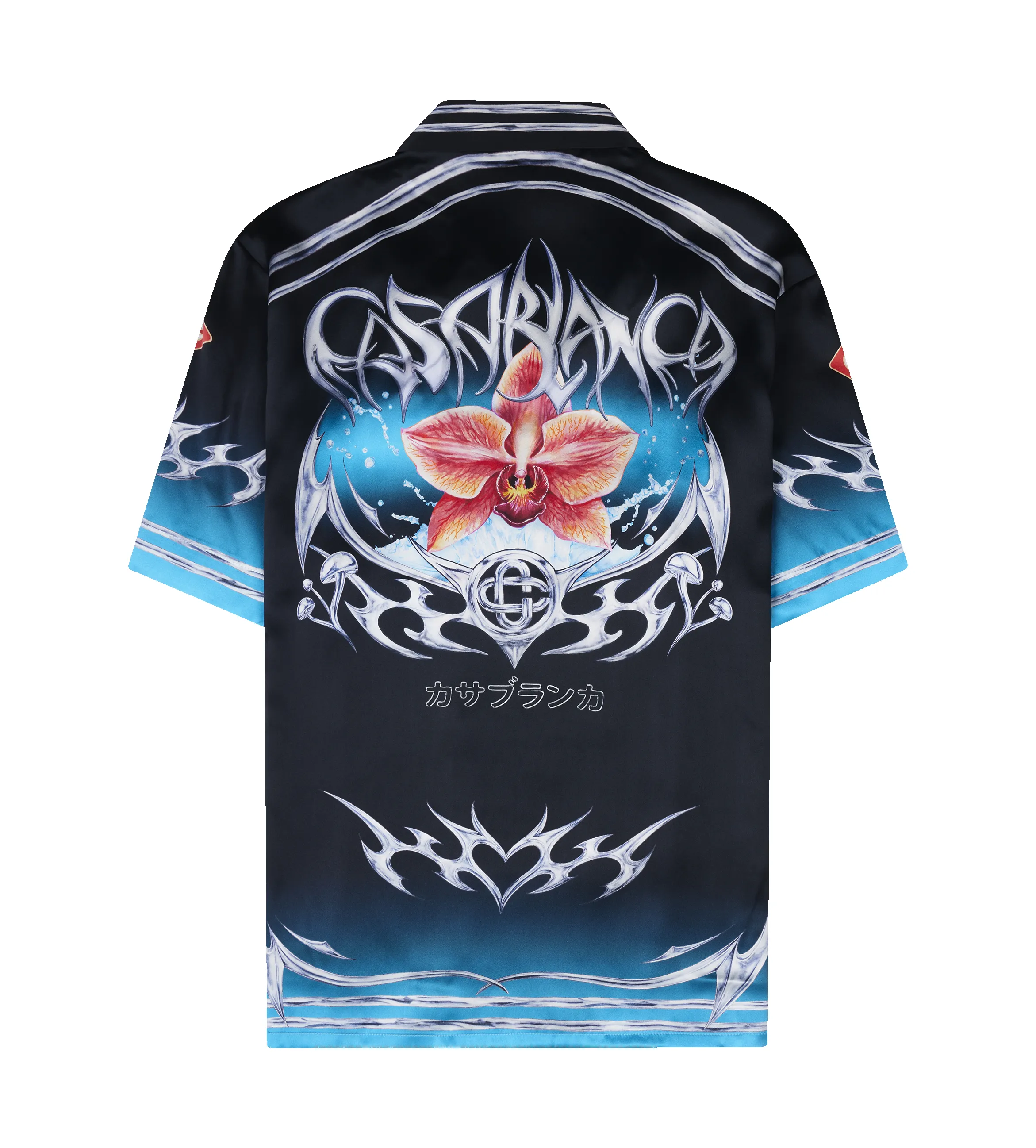 Casablanca Blades Short Sleeve Silk Shirt in Black sold by FOUR Amsterdam product image thumbnail 2