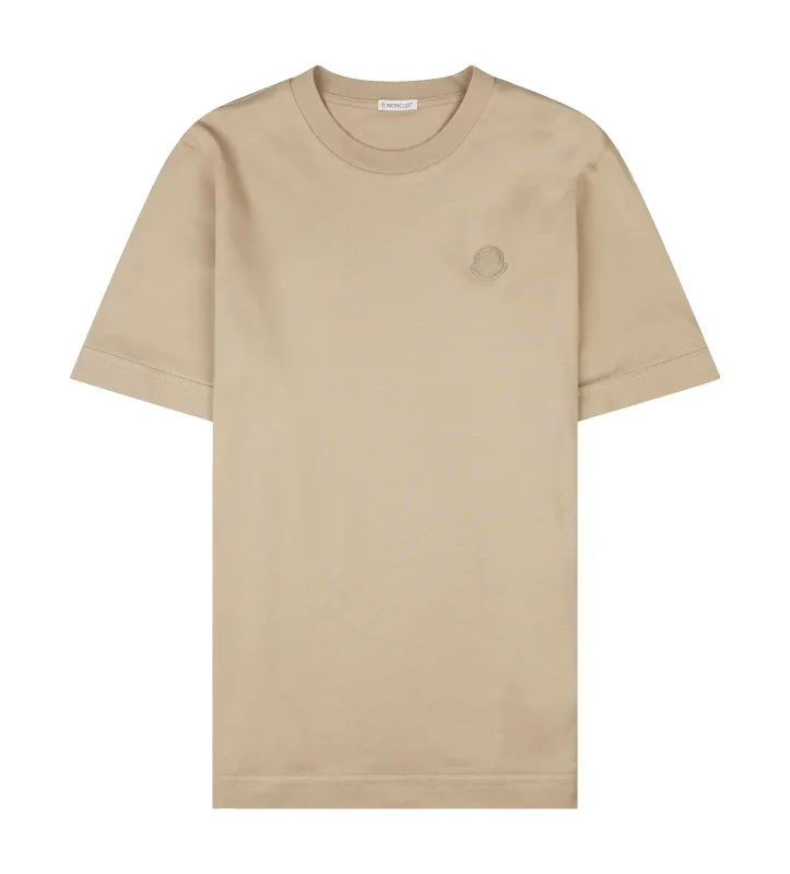 Moncler Logo Patch Cotton T-Shirt in Light Beige sold by FOUR Amsterdam
