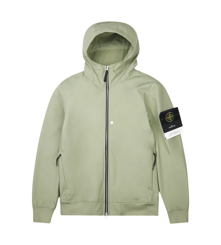 Stone Island Micro Twill Hooded Jacket in Sage Green sold by FOUR Amsterdam