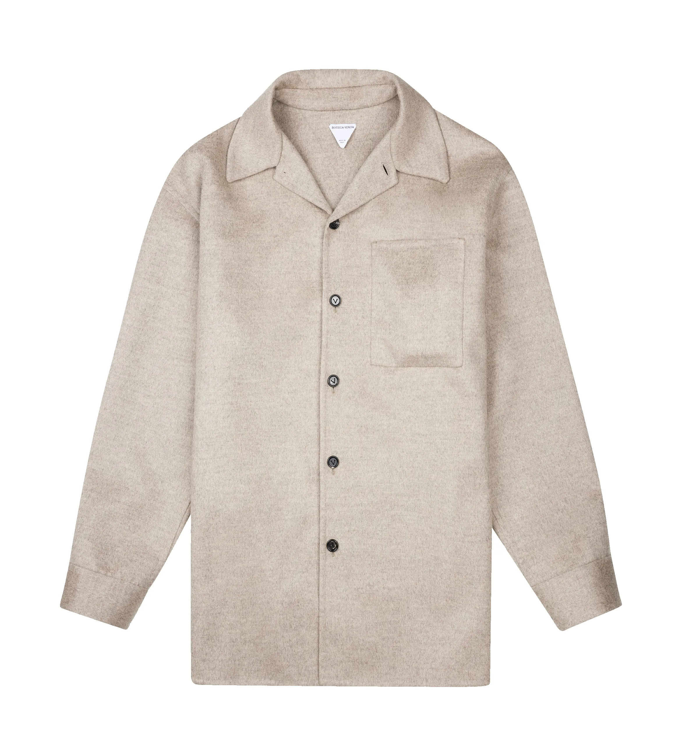 Bottega Veneta Wool and Cashmere Overshirt in Sandshell Melange sold by FOUR Amsterdam