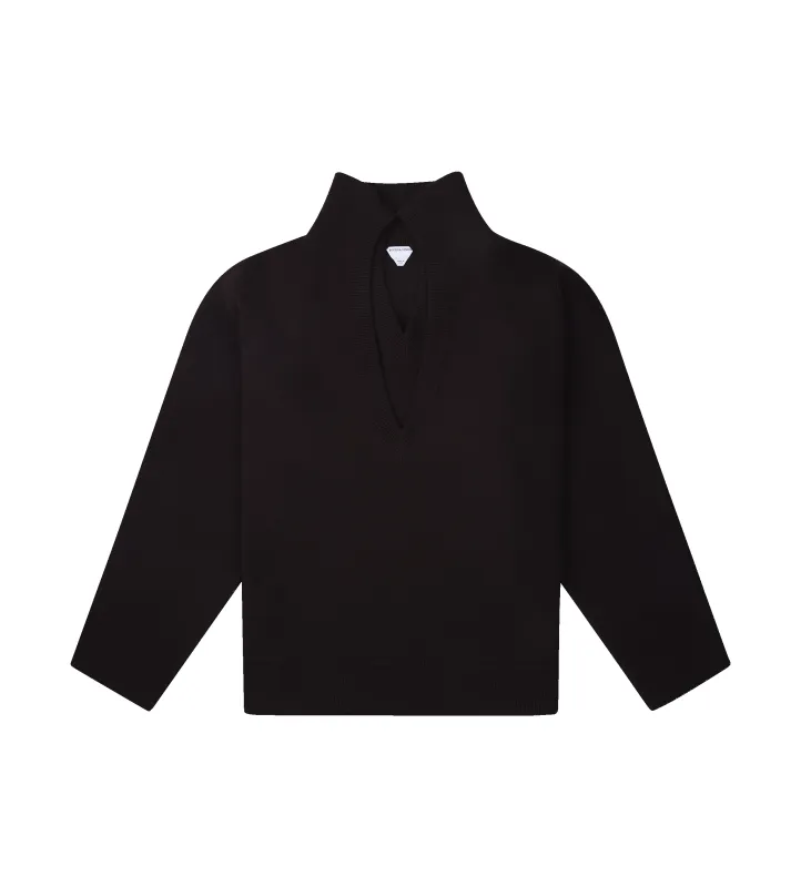 Bottega Veneta Compact Wool Sweater in Ebony Brown made by Bottega Veneta