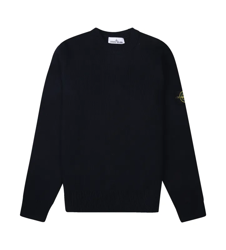 Stone Island Crewneck Jumper with Reverse Stitch Details in Navy Blue sold by FOUR Amsterdam