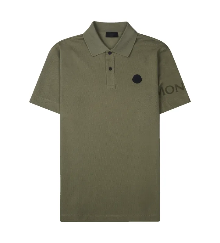 Moncler Logo Cotton Piquet Polo Shirt in Army Green sold by FOUR Amsterdam