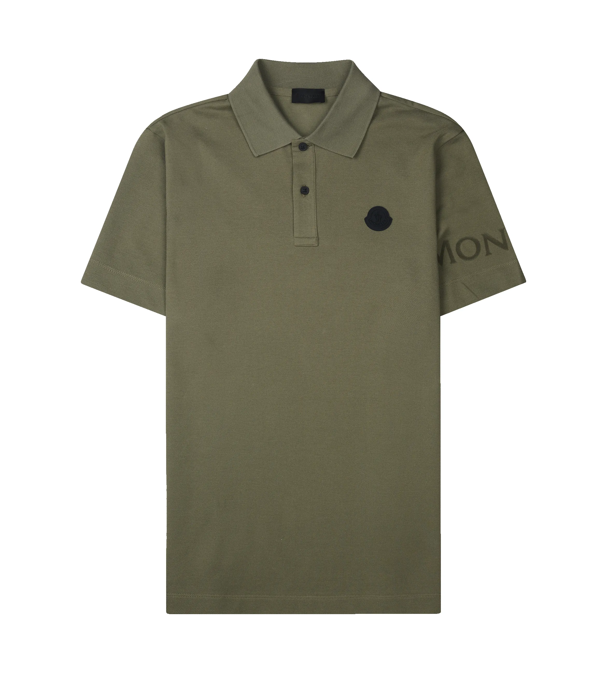 Moncler Logo Cotton Piquet Polo Shirt in Army Green sold by FOUR Amsterdam