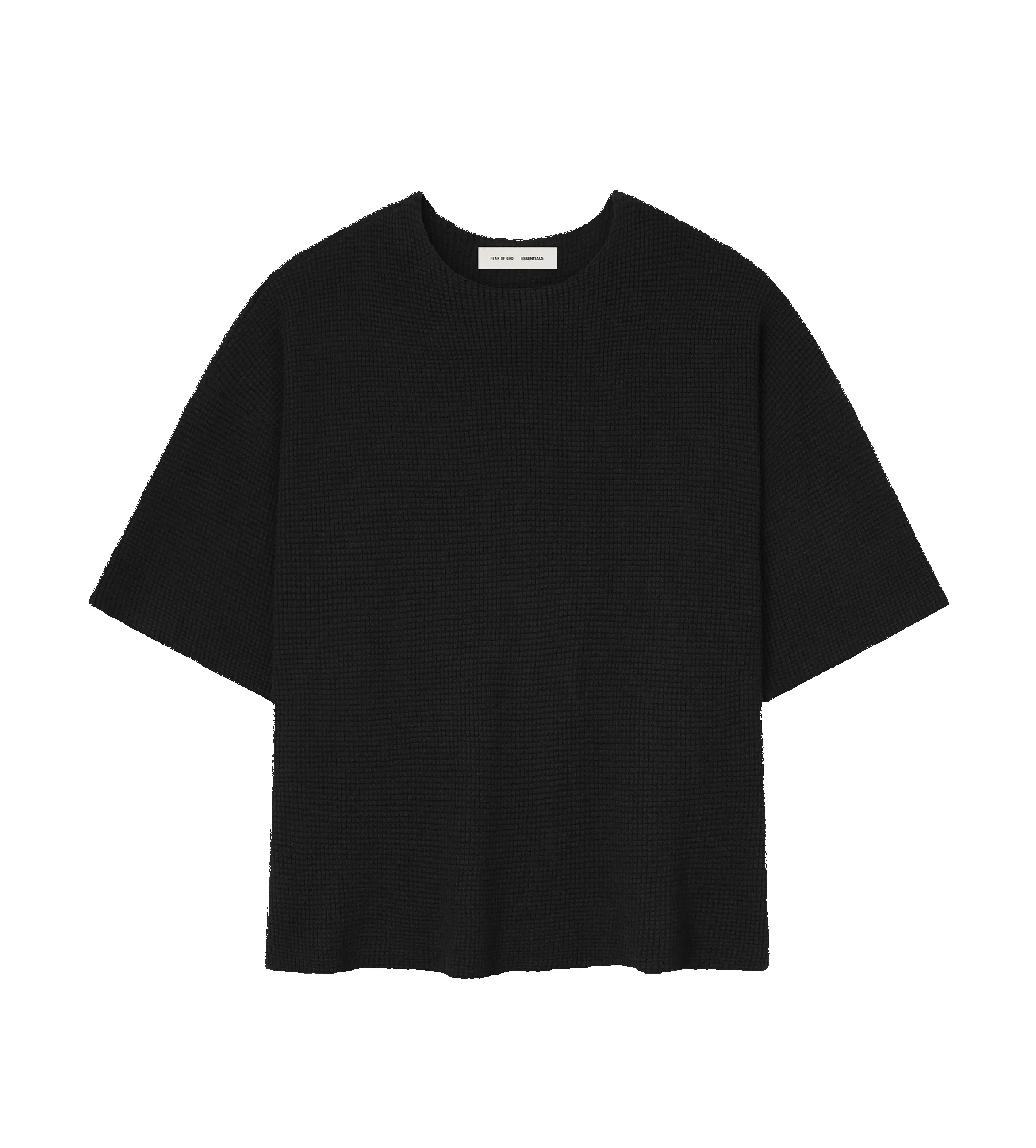 Fear of God ESSENTIALS Waffle Short Sleeve Sweater in Jet Black sold by FOUR Amsterdam