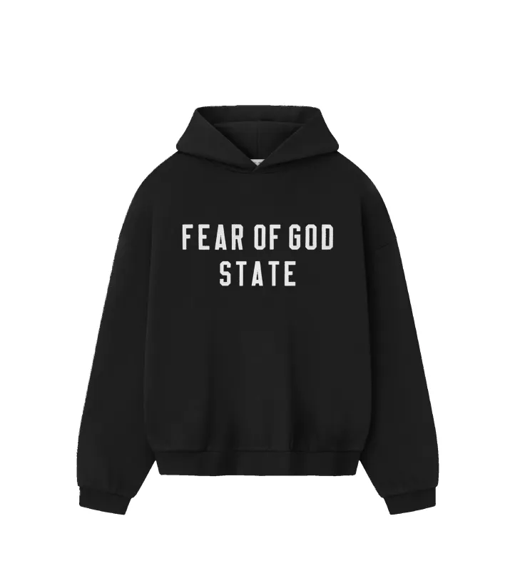 Fear of God ESSENTIALS 90’s Fit Hoodie in Jet Black sold by FOUR Amsterdam