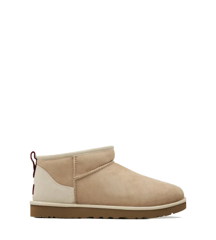 UGG Classic Ultra Mini Boots in Driftwood / Biking Red sold by FOUR Amsterdam