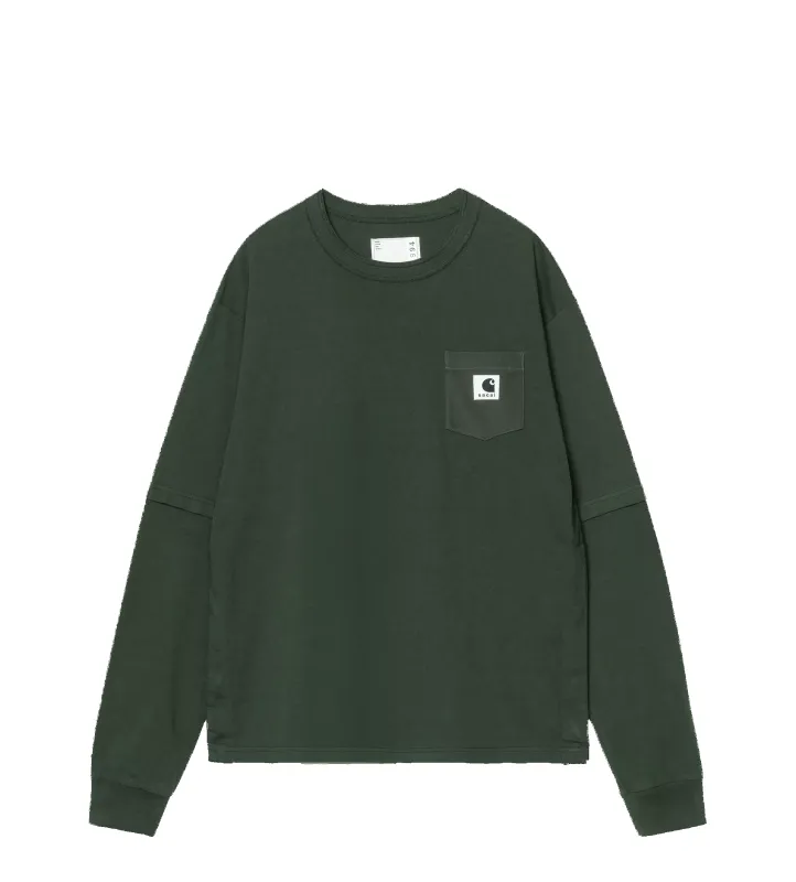 Sacai x Carhartt WIP Cotton Jersey L/S T-Shirt in Green sold by FOUR Amsterdam