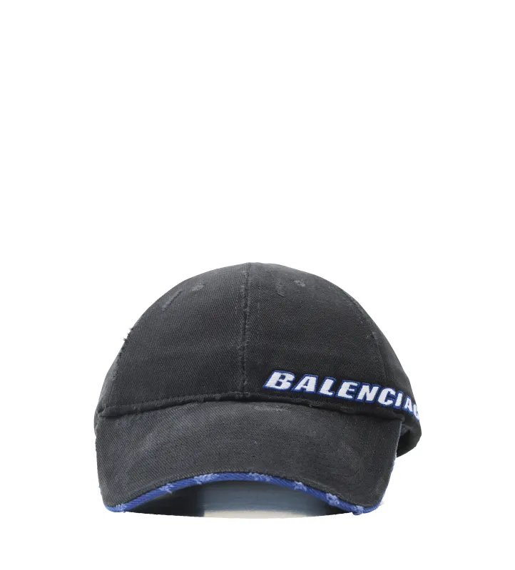 Balenciaga Logo Embroidery Gabardine Baseball Cap in Black sold by FOUR Amsterdam