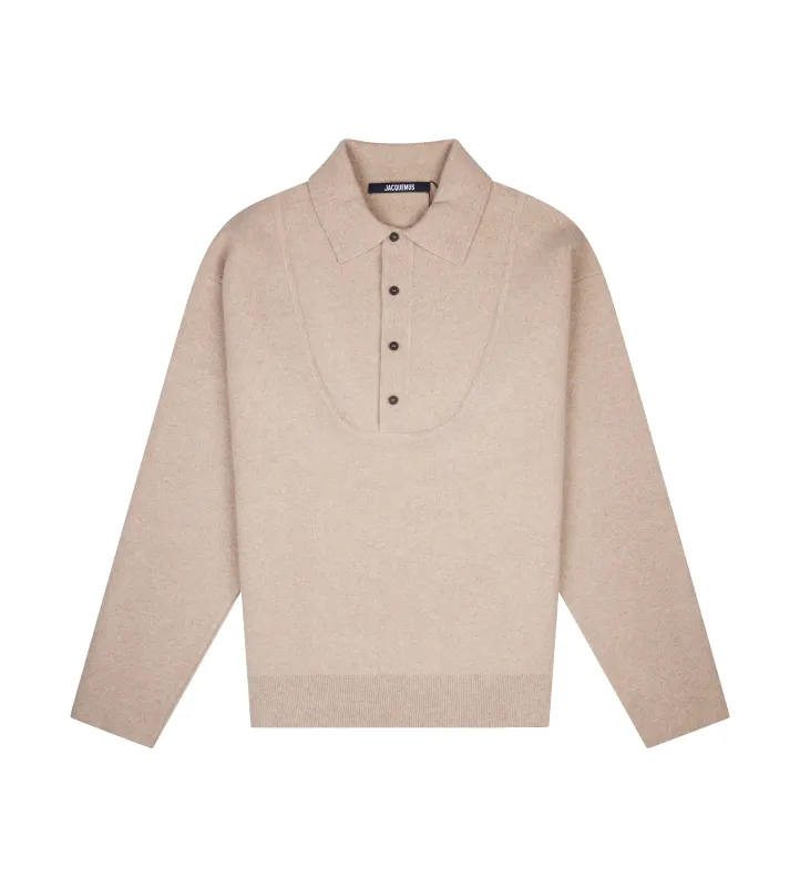 Jacquemus Pallone Knit Polo Sweater in Beige sold by FOUR Amsterdam