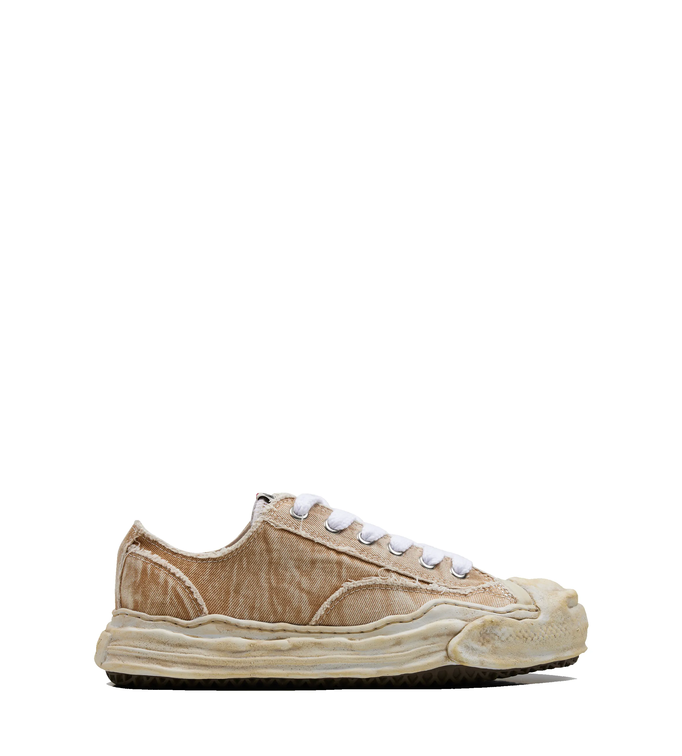 HANK OG Sole Bleach-Wash Denim Canvas Low-Top Sneaker in Beige sold by FOUR Amsterdam
