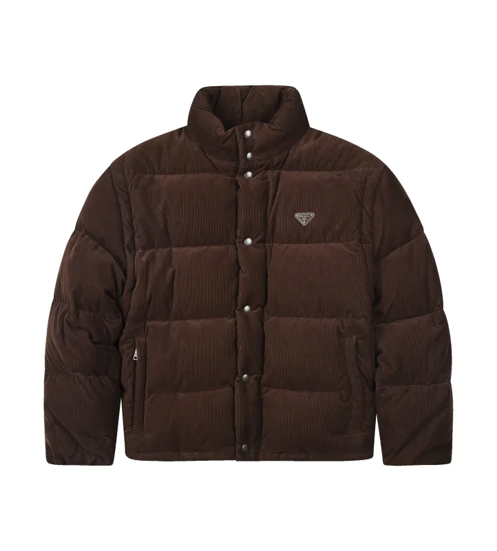 Prada Medium-Weight Corduroy Down Jacket in Brown sold by FOUR Amsterdam