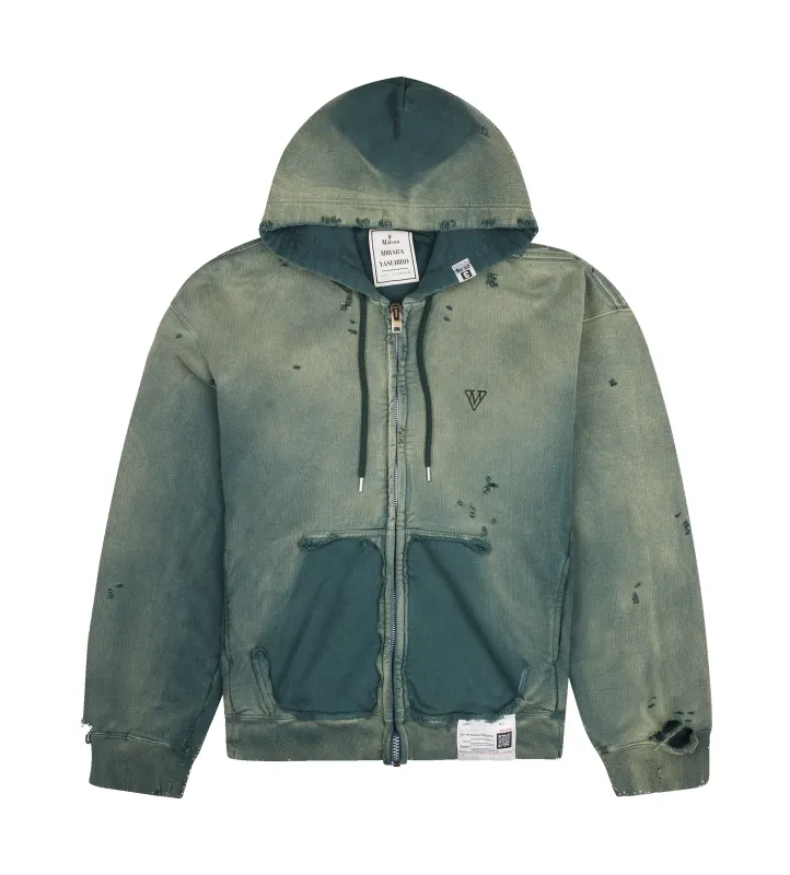 Maison Mihara Yasuhiro Sun Faded Like Zip-Up Hoodie in Black sold by FOUR Amsterdam