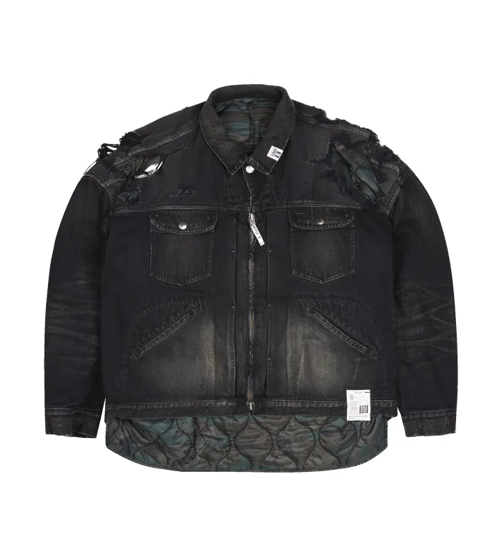 Maison Mihara Yasuhiro Military Layered Denim Jacket in Black sold by FOUR Amsterdam
