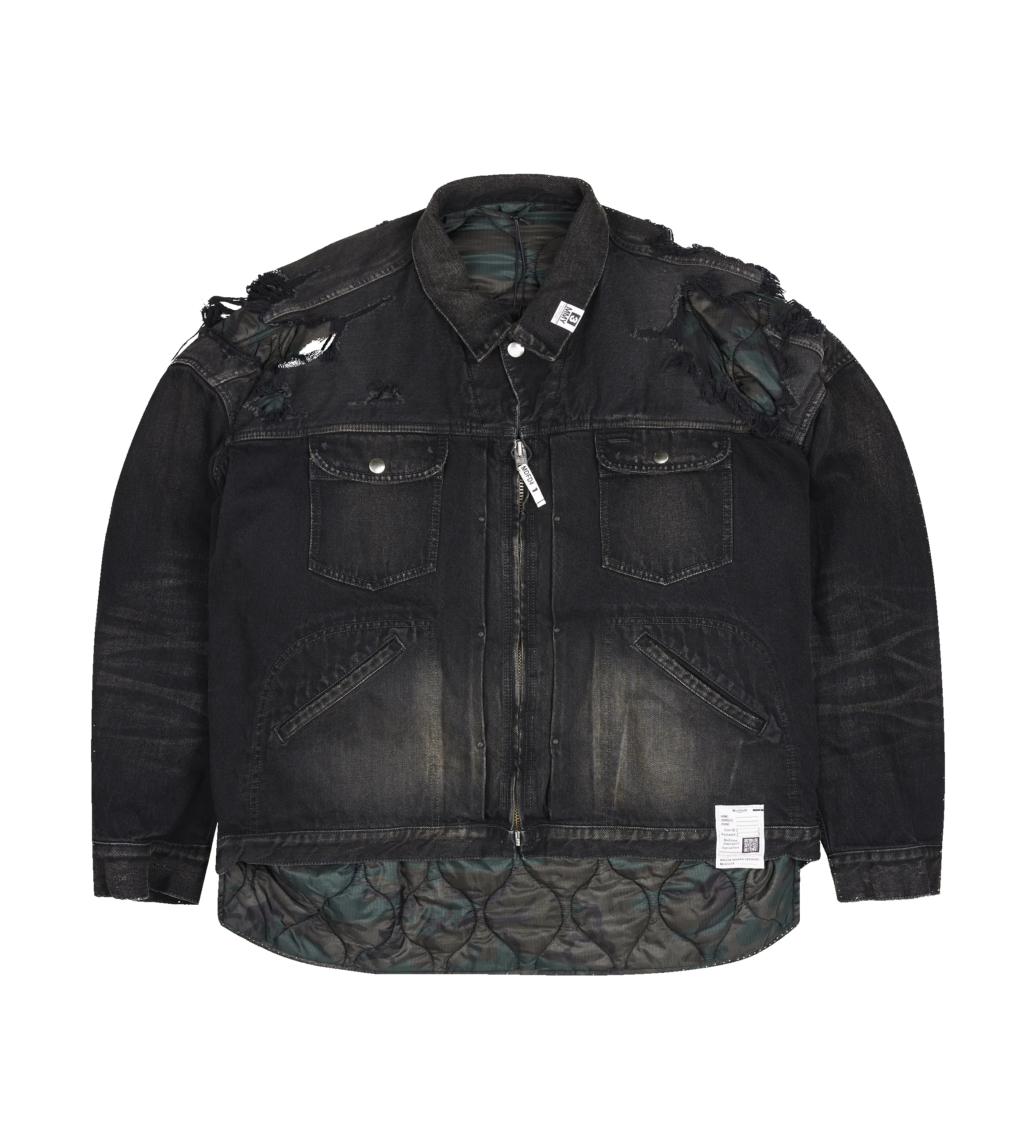 Maison Mihara Yasuhiro Military Layered Denim Jacket in Black sold by FOUR Amsterdam