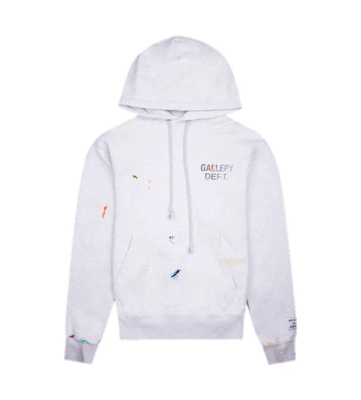 Gallery Dept. GD Paint Logo Hoodie in Light Heather Grey sold by FOUR Amsterdam