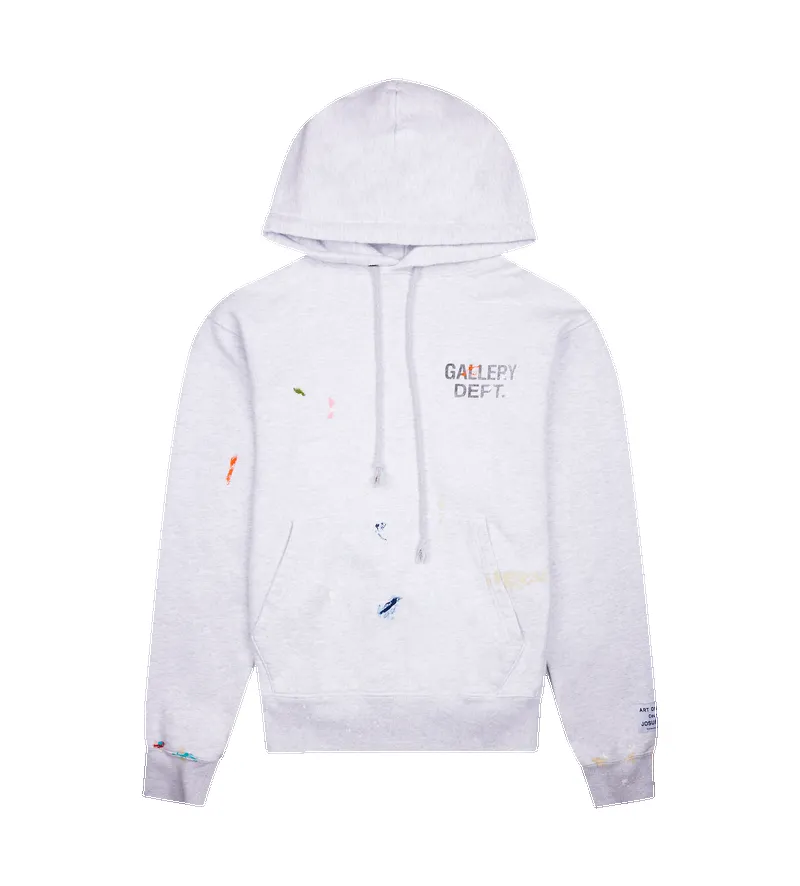 Gallery Dept. GD Paint Logo Hoodie in Light Heather Grey sold by FOUR Amsterdam