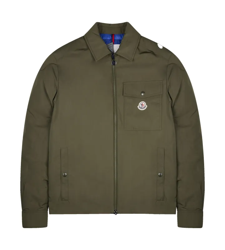 Moncler Vigeon Down Shirt Jacket in Olive Green sold by FOUR Amsterdam