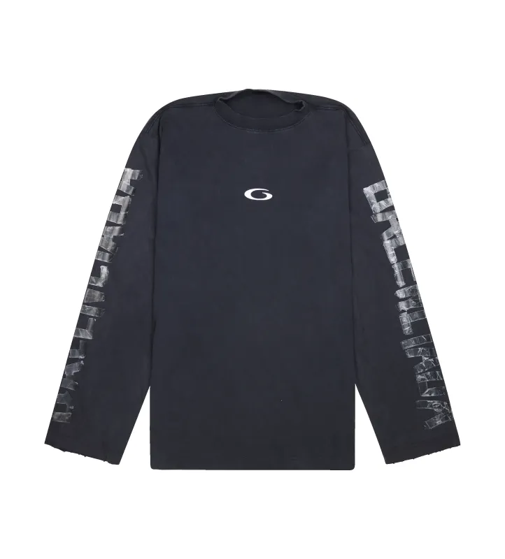 Balenciaga Transparent Tape Shifted Long Sleeve T-Shirt in Black sold by FOUR Amsterdam
