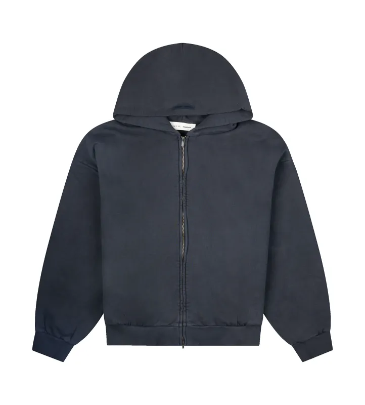 Fear of God Essentials Embroidered Classic Full Zip Hoodie in Vintage Black sold by FOUR Amsterdam