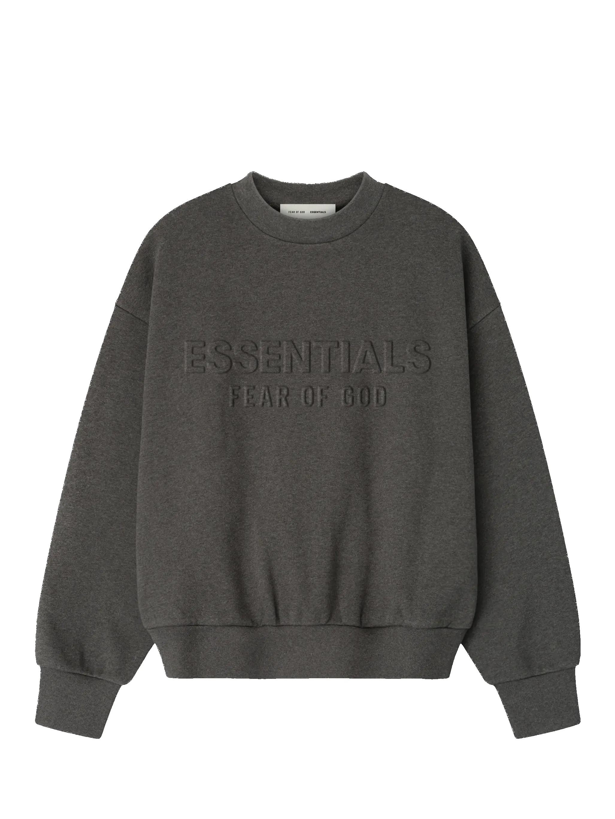 Fear of God Essentials Embossed Classic Crewneck Sweatshirt Charcoal Heather sold by FOUR Amsterdam