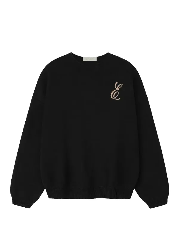 Fear of God Essentials Waffle Crewneck Sweater in Vintage Black sold by FOUR Amsterdam