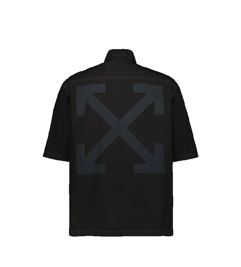 Off-White Short-Sleeve Zip Shirt with Arrow Motif in Black sold by FOUR Amsterdam product image thumbnail 2
