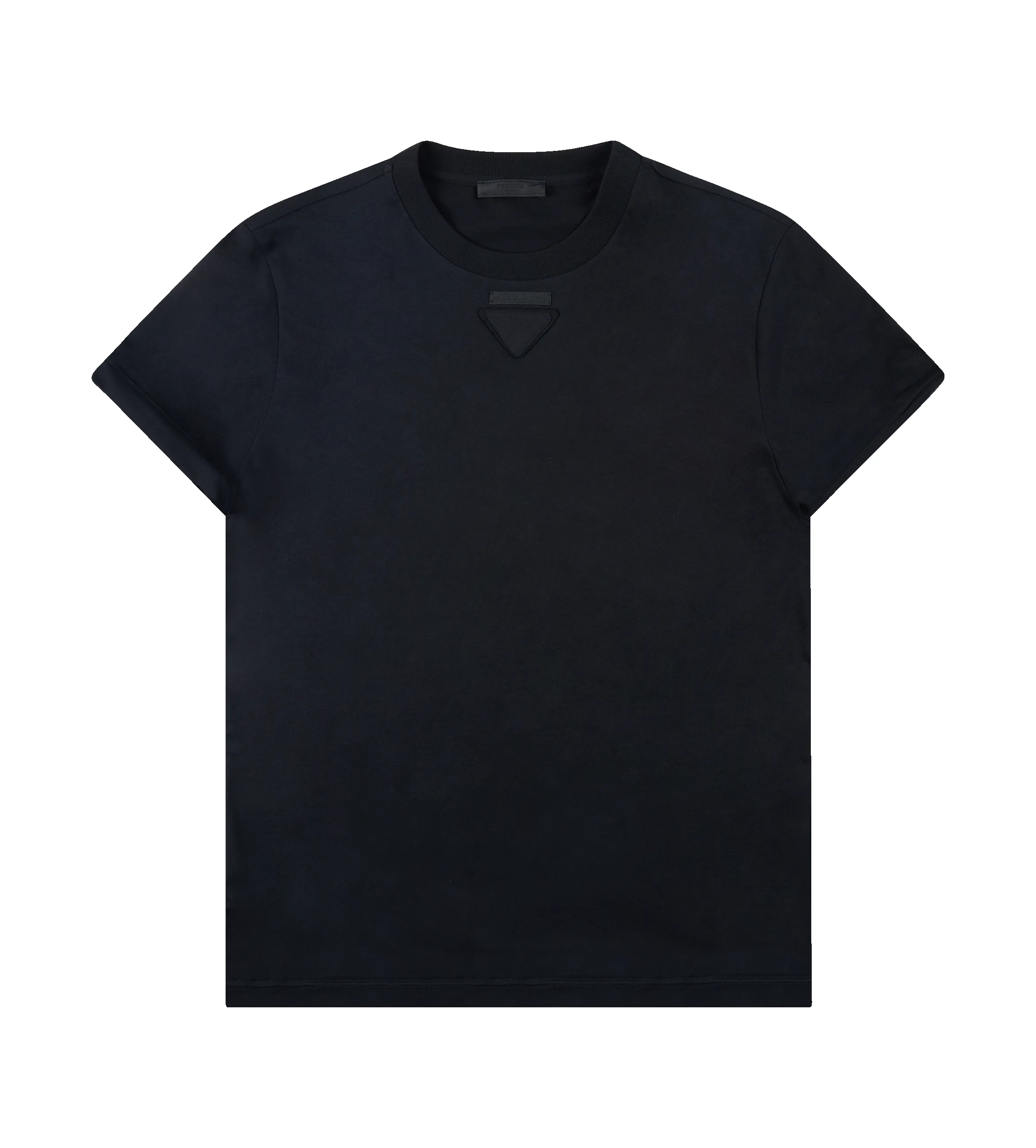 Prada Triangle-Appliqué T-Shirt in Black sold by FOUR Amsterdam