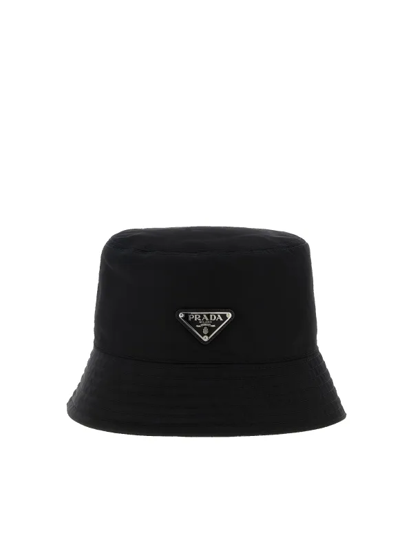 Prada Re-Nylon Bucket Hat in Black sold by FOUR Amsterdam