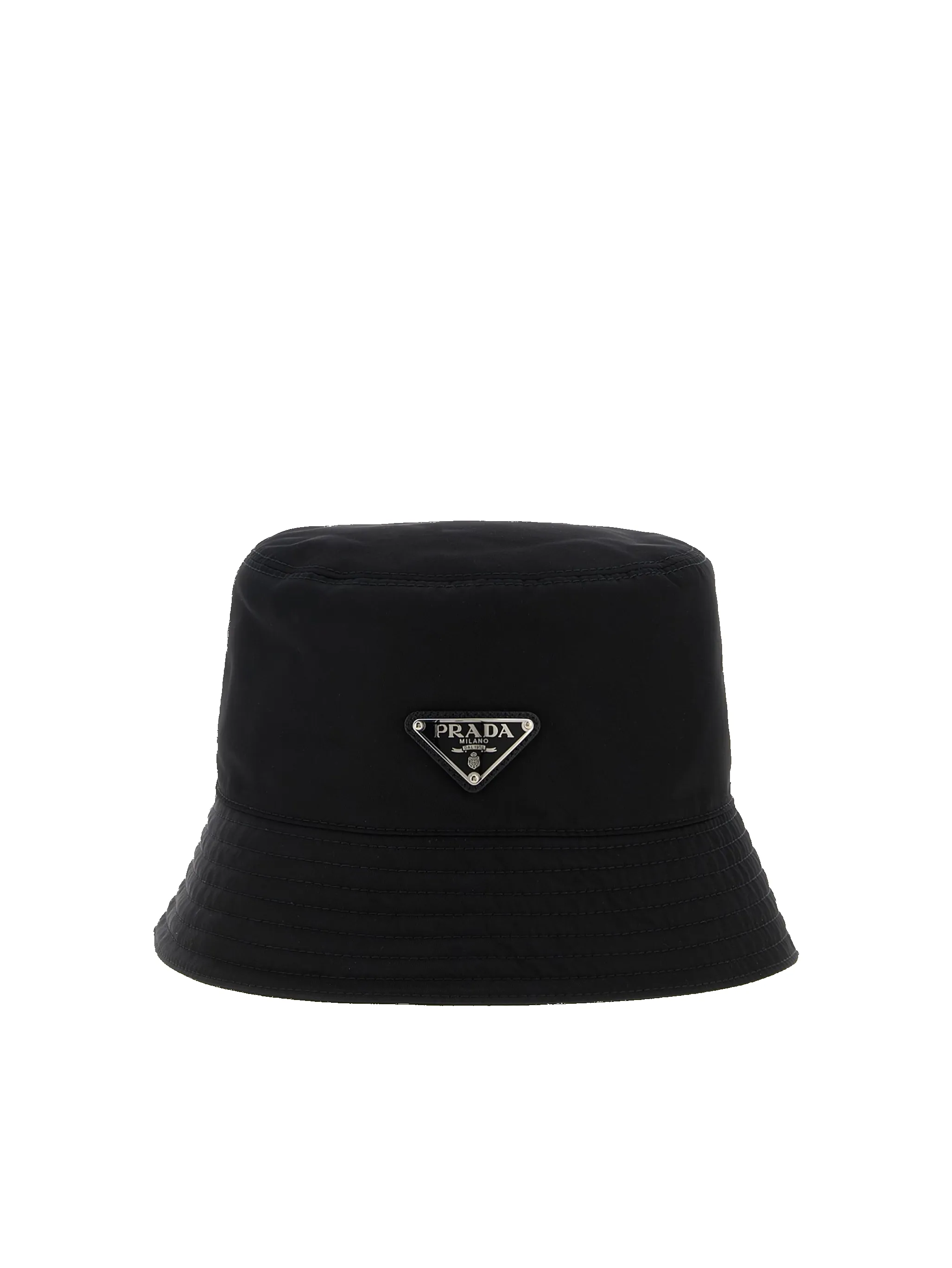 Prada Re-Nylon Bucket Hat in Black sold by FOUR Amsterdam