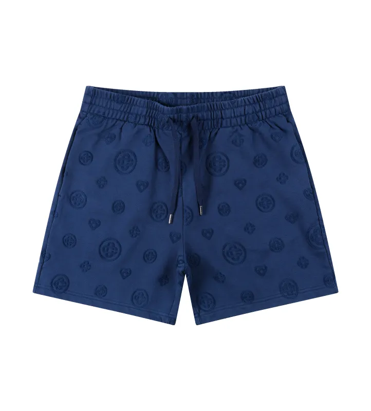 Casablanca Appliqué Monogram Shorts in Navy sold by FOUR Amsterdam