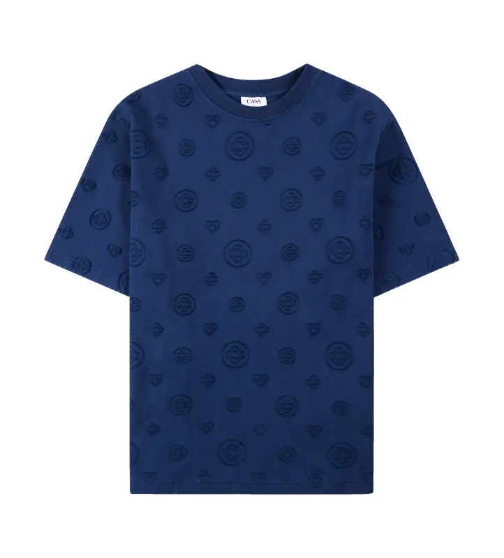 Casablanca Appliqué Monogram Oversized T-Shirt in Navy made by Casablanca