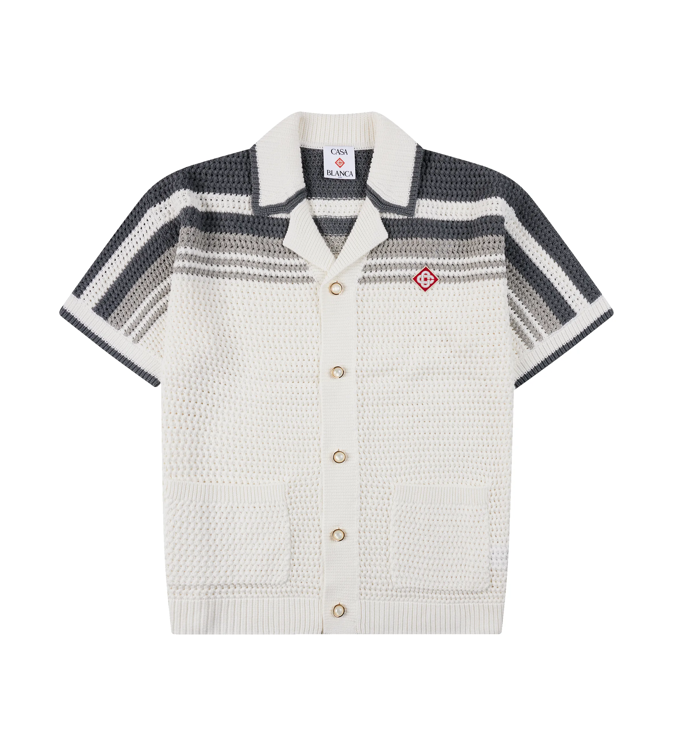 Casablanca Tennis Crochet Shirt in White/Grey sold by FOUR Amsterdam