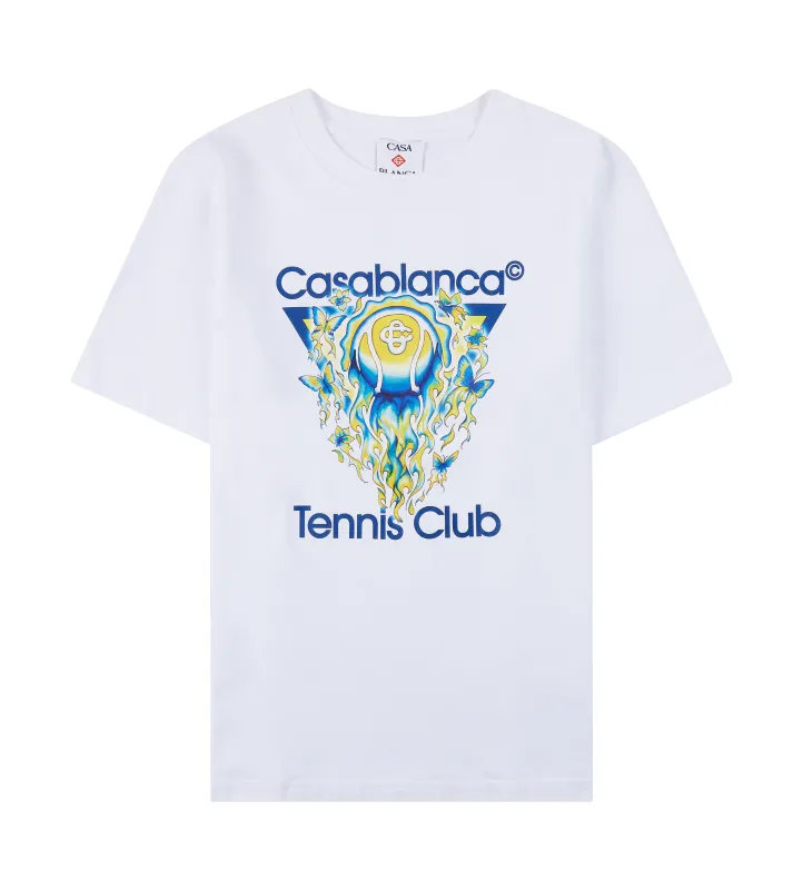 Casablanca Tennis Club Icon Logo-Print T-Shirt in White sold by FOUR Amsterdam