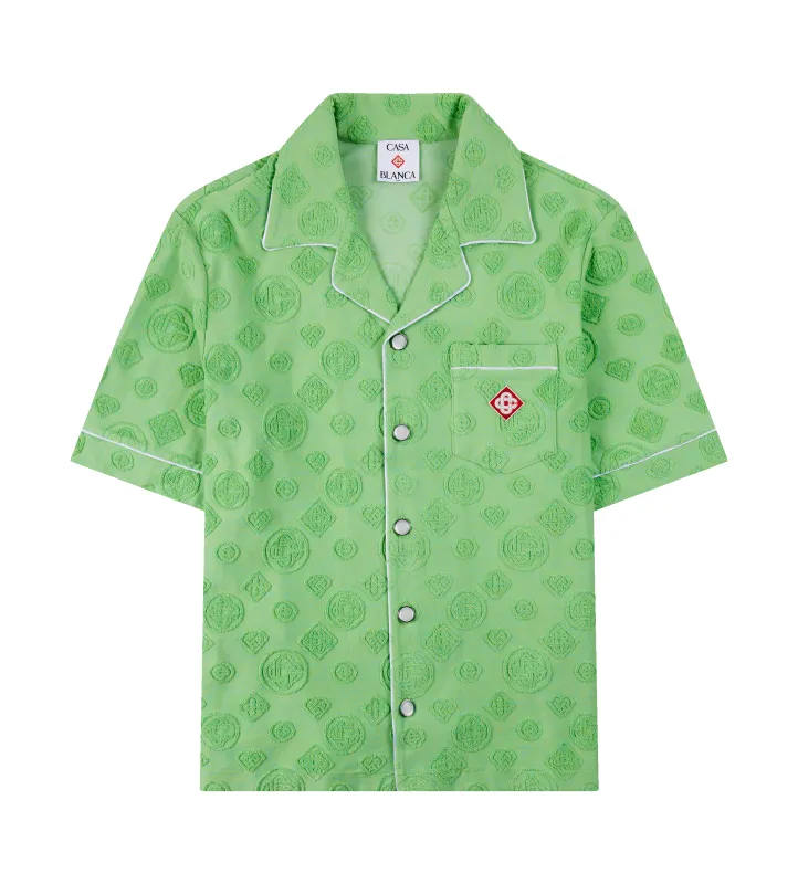 Casablanca Towelling Monogram Short Sleeve Shirt in Green made by Casablanca