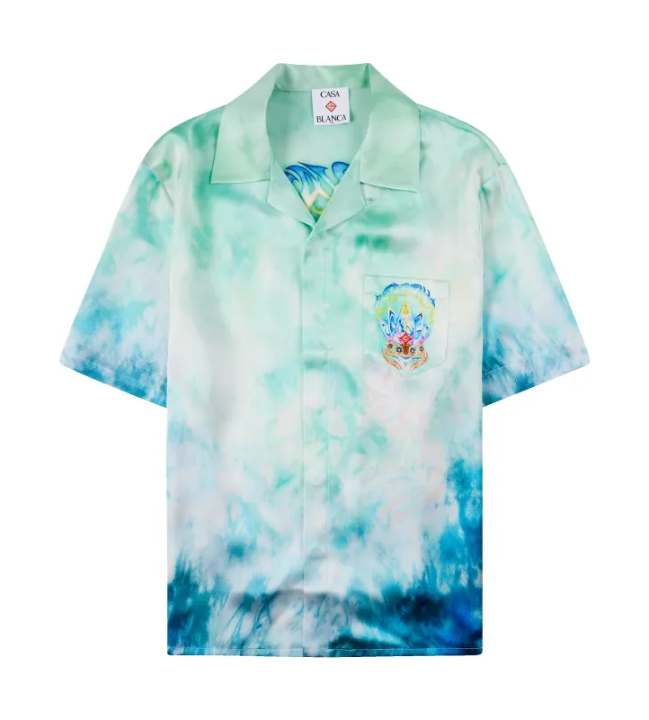 Casablanca Surf Lotus Silk Shirt in Blue sold by FOUR Amsterdam