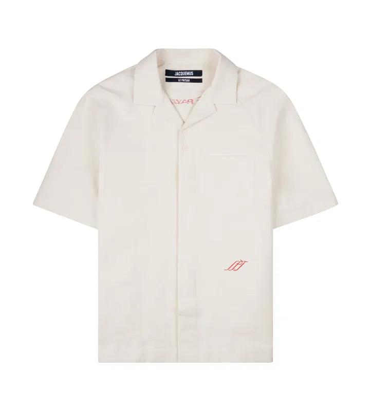 Jacquemus La Chemise Romarin Logo-Embroidered Shirt in Off-white sold by FOUR Amsterdam